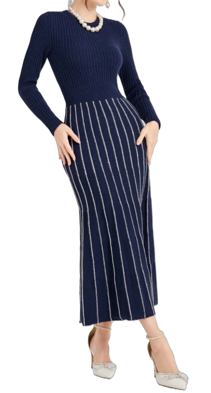Elegant Long Sleeve Knit Dress