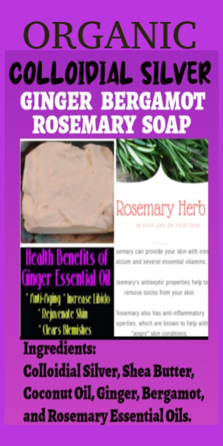 Ginger-Bergamot-Rosemary Colloidial Silver Organic Soap