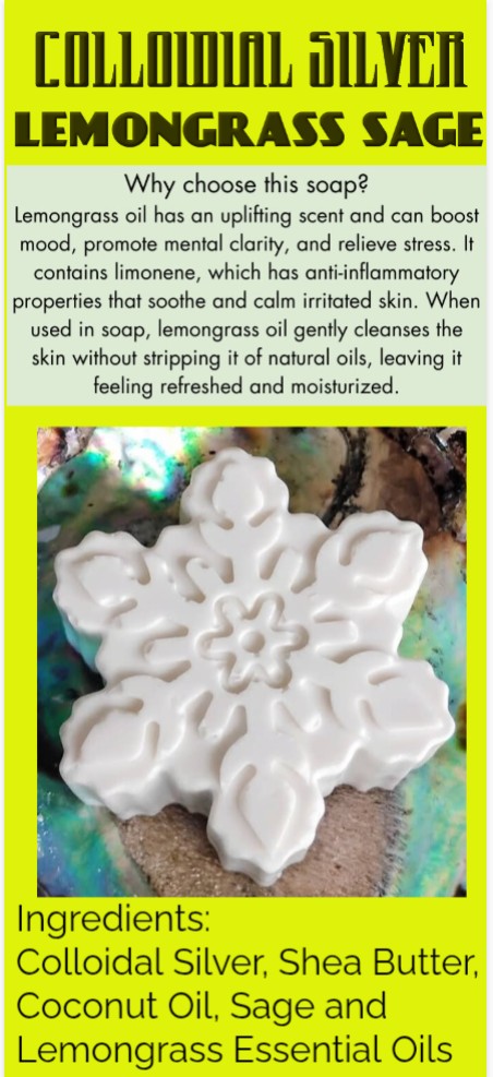 Colloidal Silver Lemongrass Sage Organic Soap Bar 