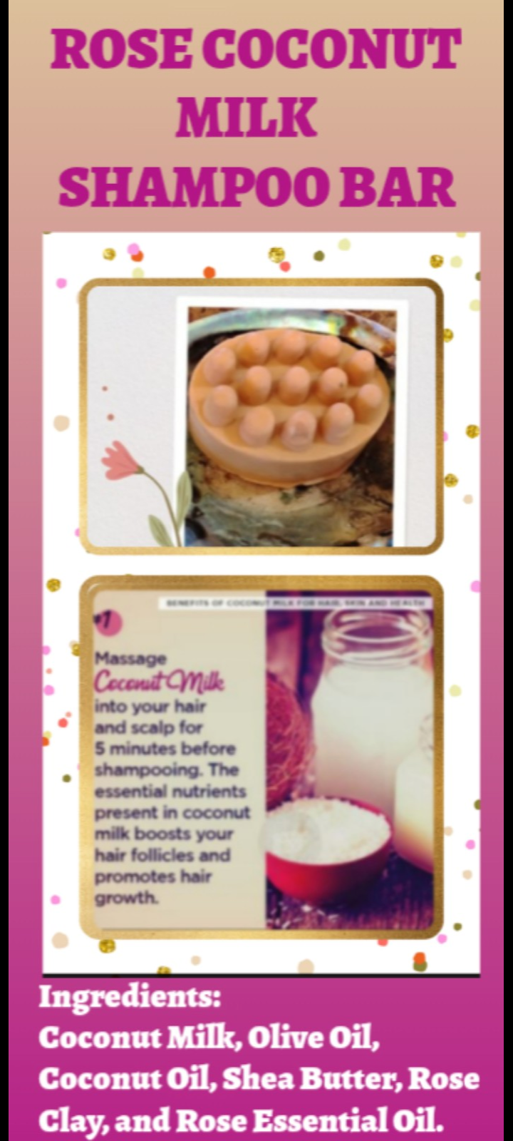 Rose Coconut Milk Organic Shampoo Bars