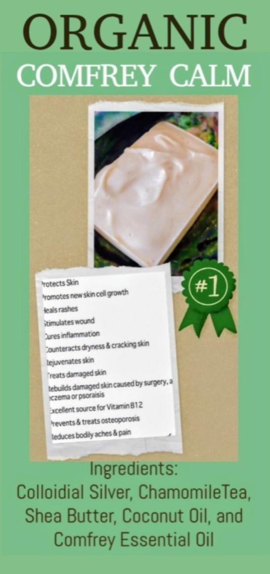 Colloidal Silver Comfrey Calm Organic Soap Bar 