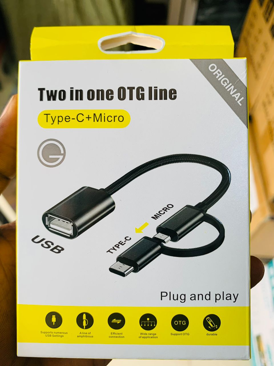 Two in One OTG Line (Type-C + Micro USB Adapter)