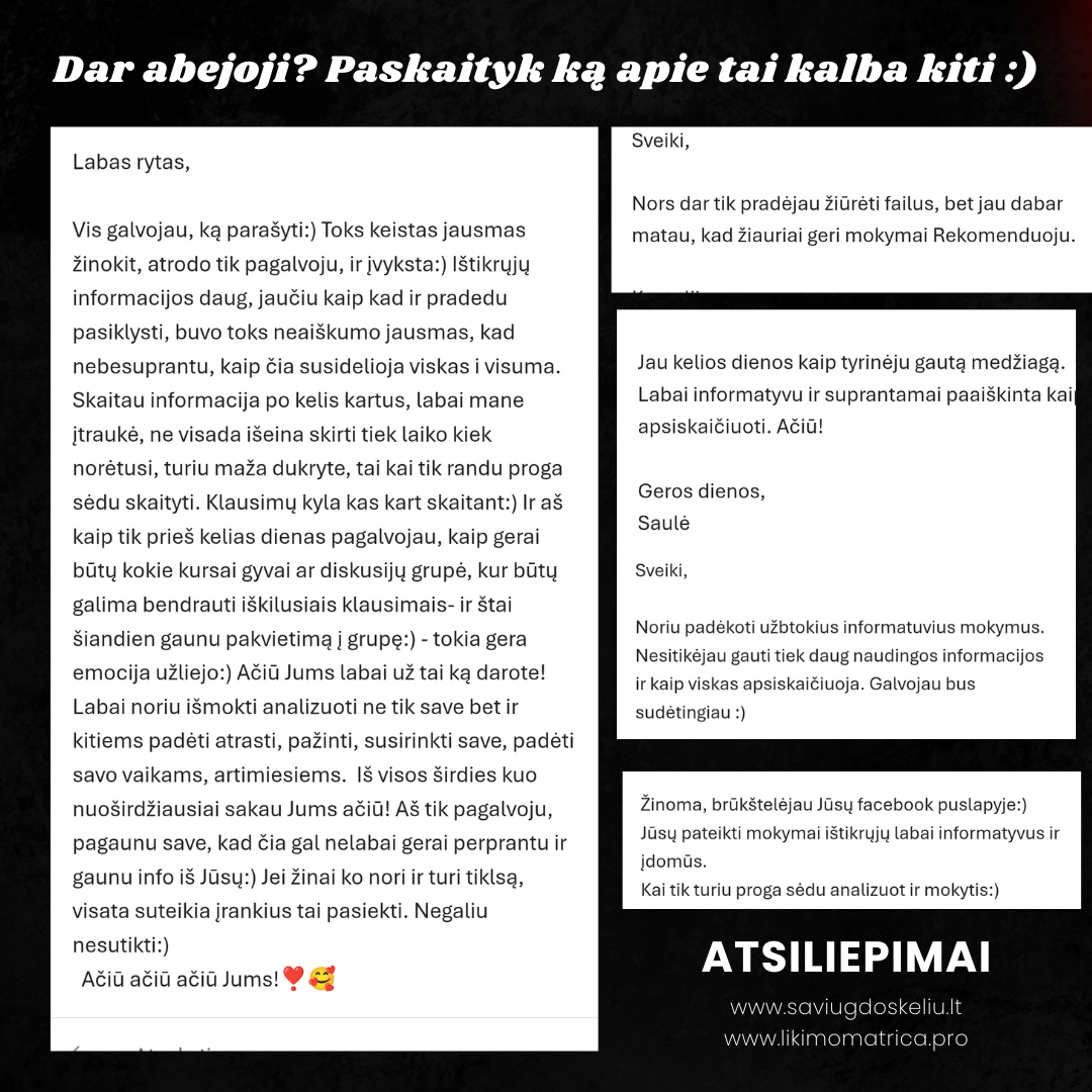 Asmeninė Likimo Matricos Analizė + Čakrų (Sveikatos kortelės) analizė (MAXI)