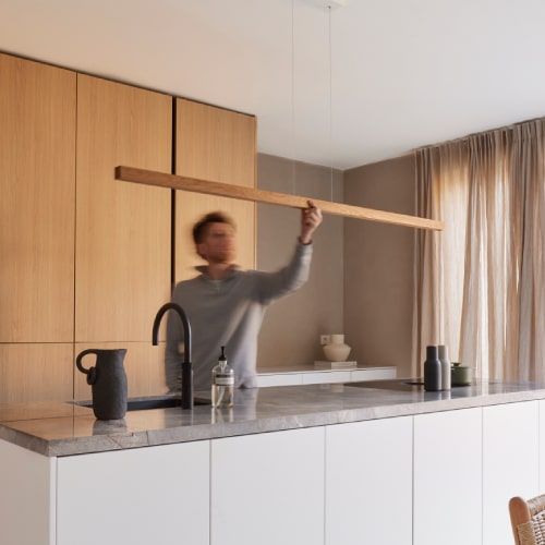 Lampadario sospensione legno massello