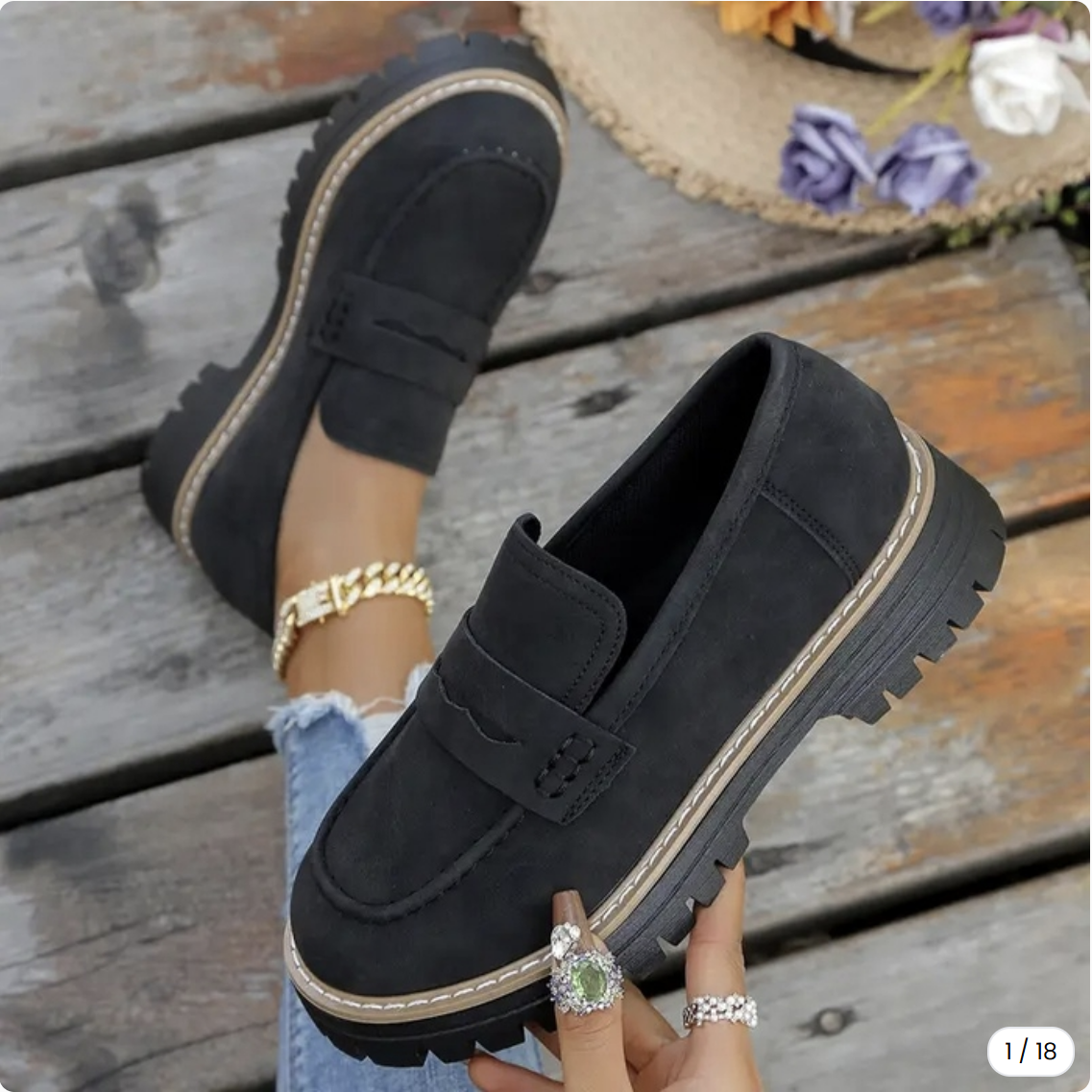 🔥Last Day 60% OFF🔥Women's Lightweight Vintage Penny Loafers - Slip-On Platform Shoes with Thick Rubber Sole