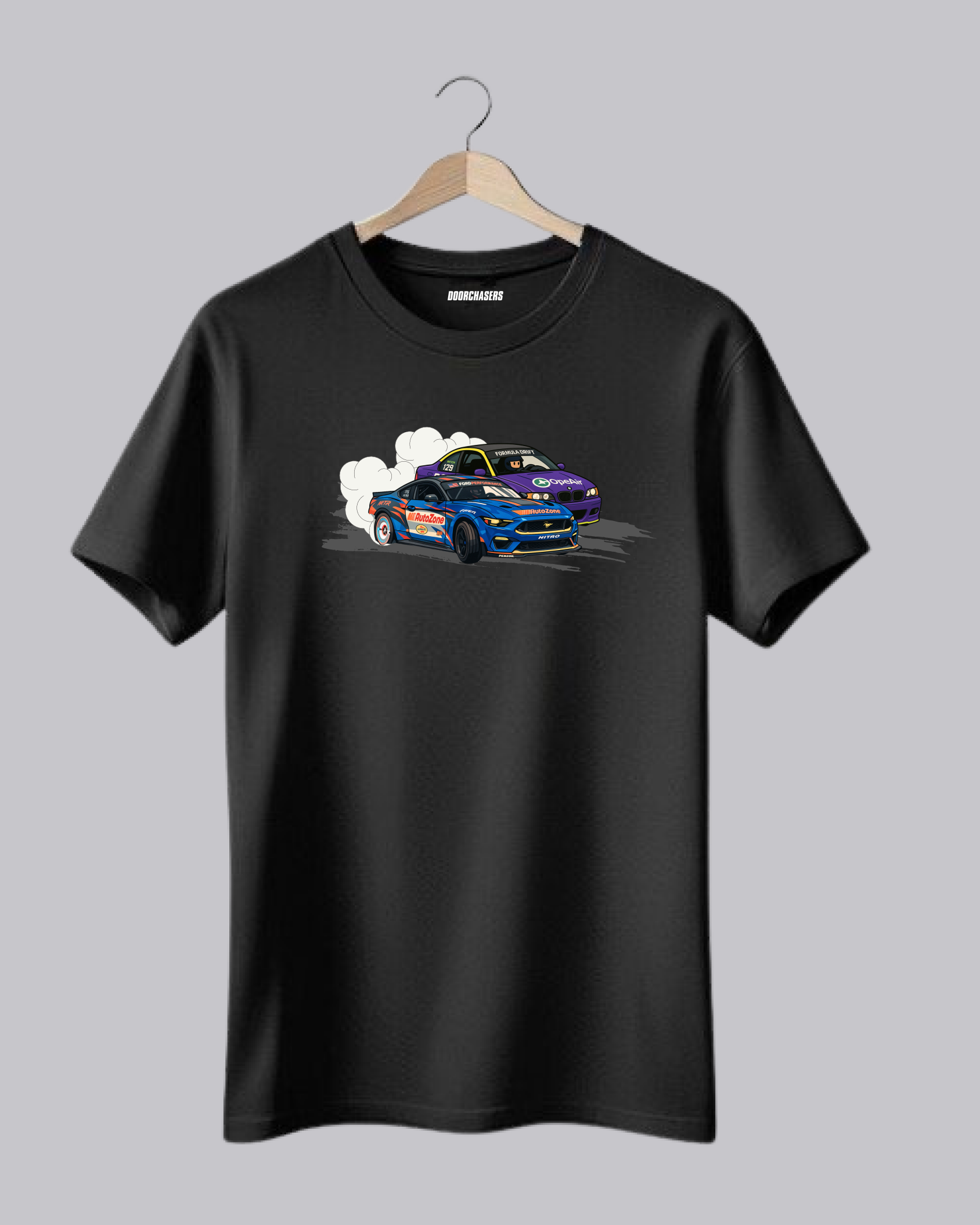 Door Chaser Graphic Car Printed T-Shirt