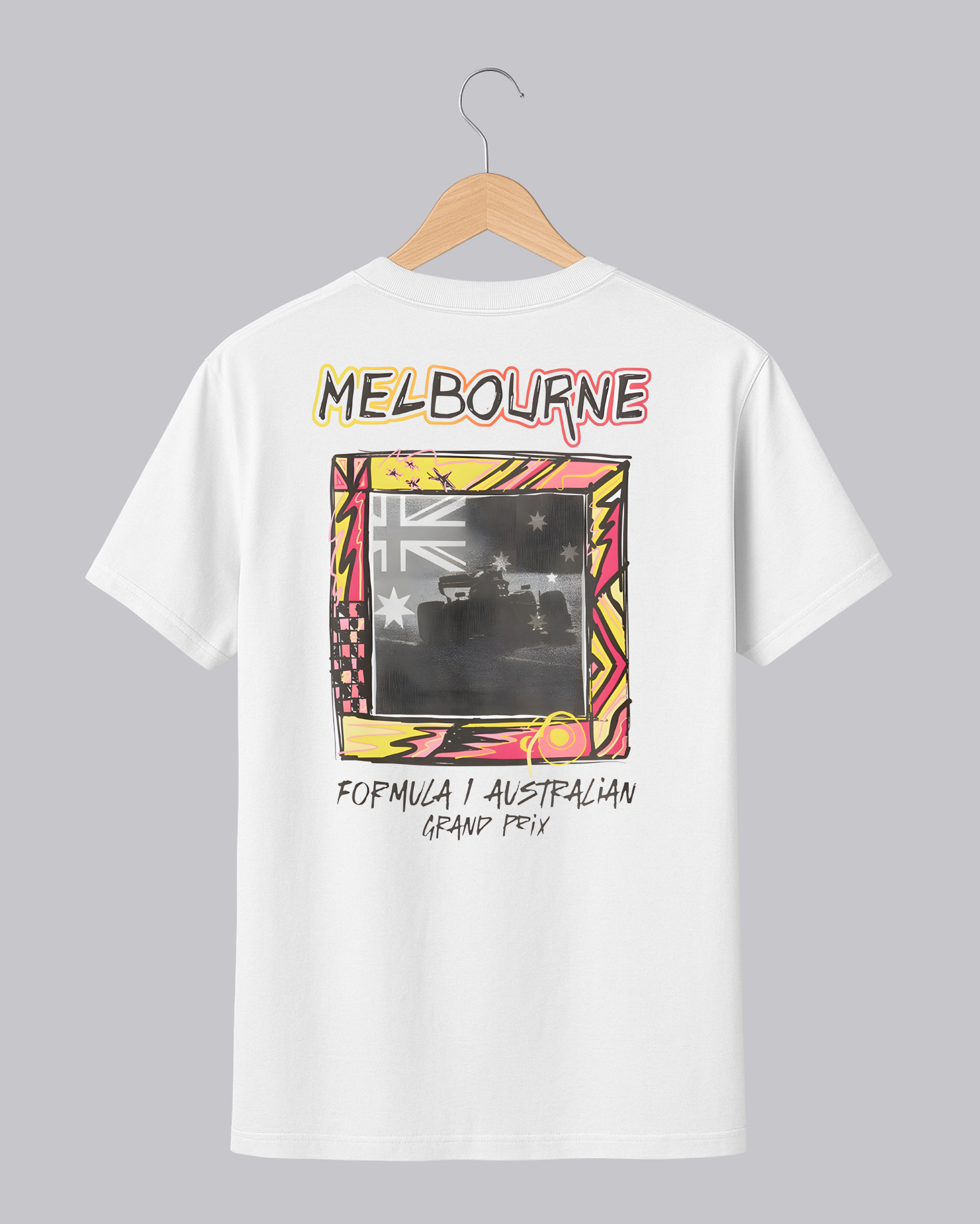 F1 Australia White Printed T-Shirt