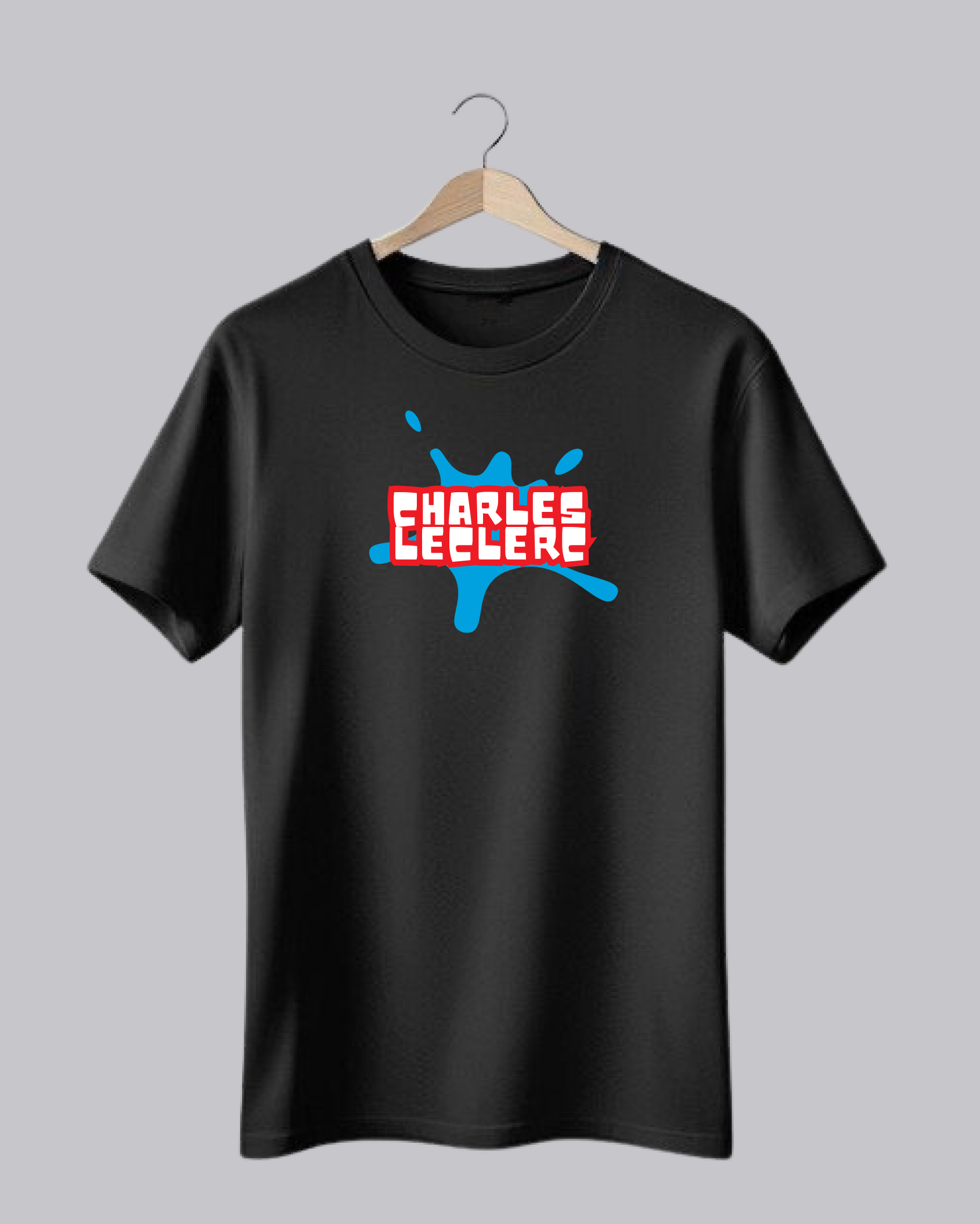 Charles Leclerc Black Graphic Printed T-Shirt