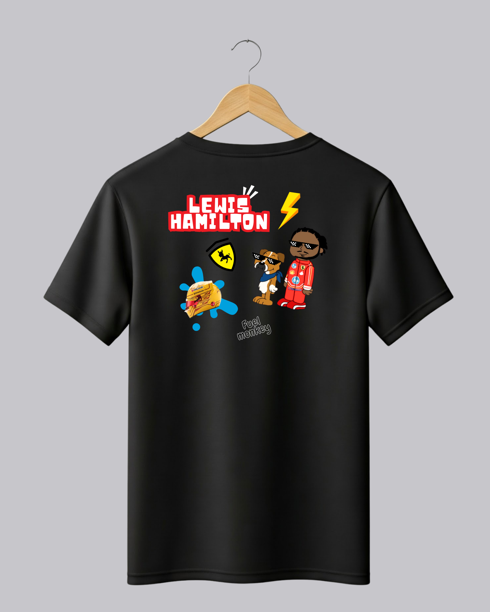 Lewis Hamilton Black Graphic Printed T-Shirt