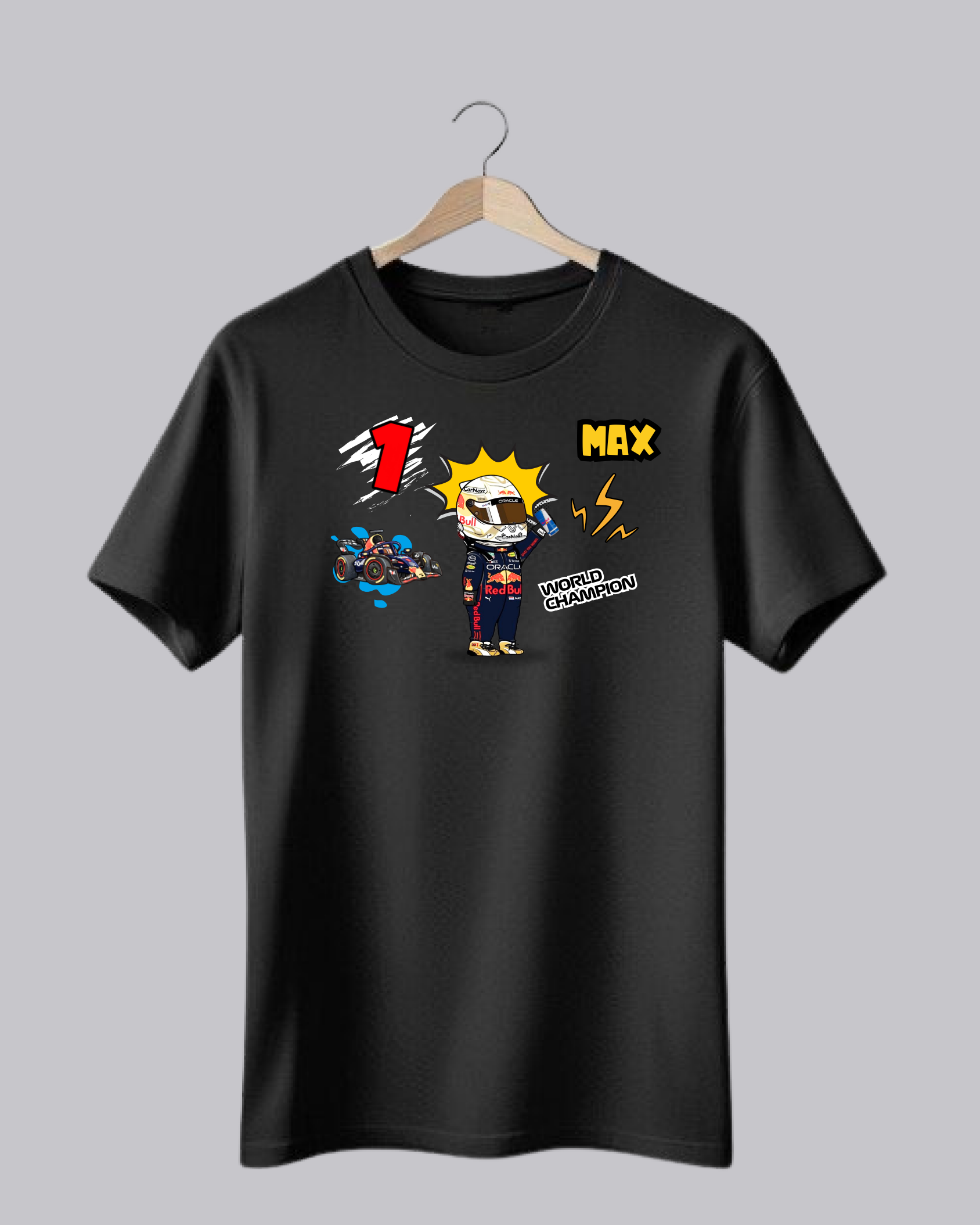 Max Verstappen Champion Racer Black Printed T-Shirt
