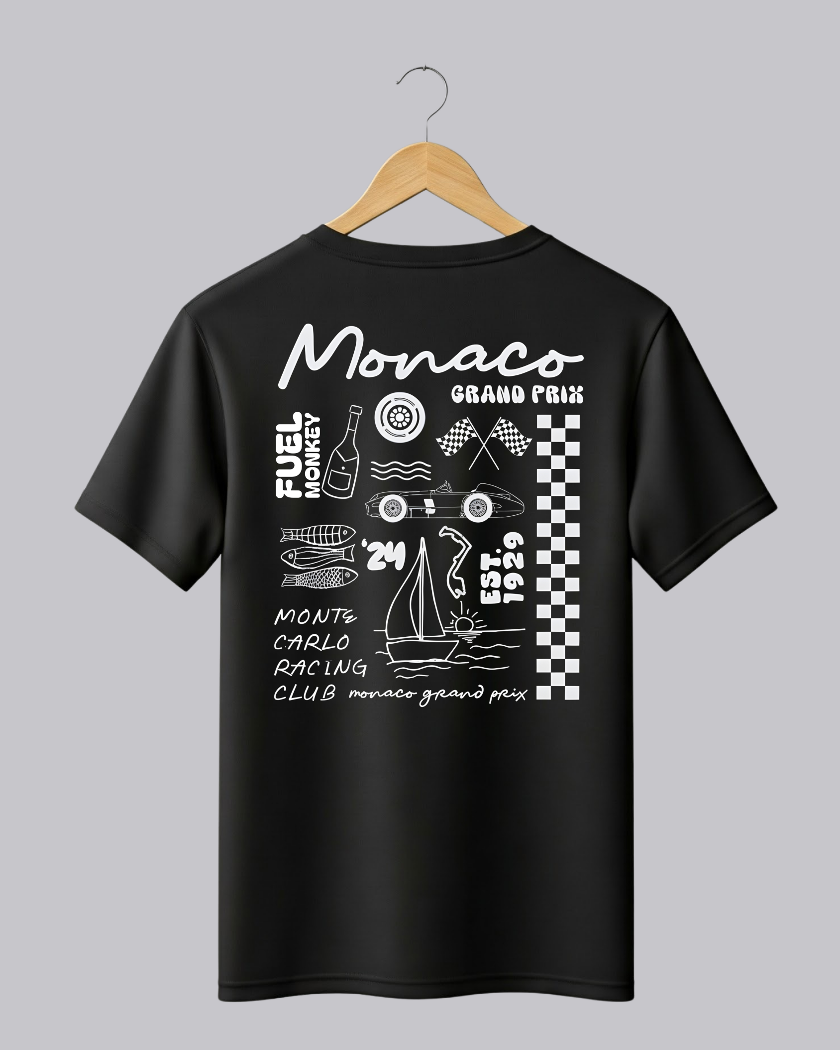 Fuel Monkey Black T-Shirt with 'Monaco' Print