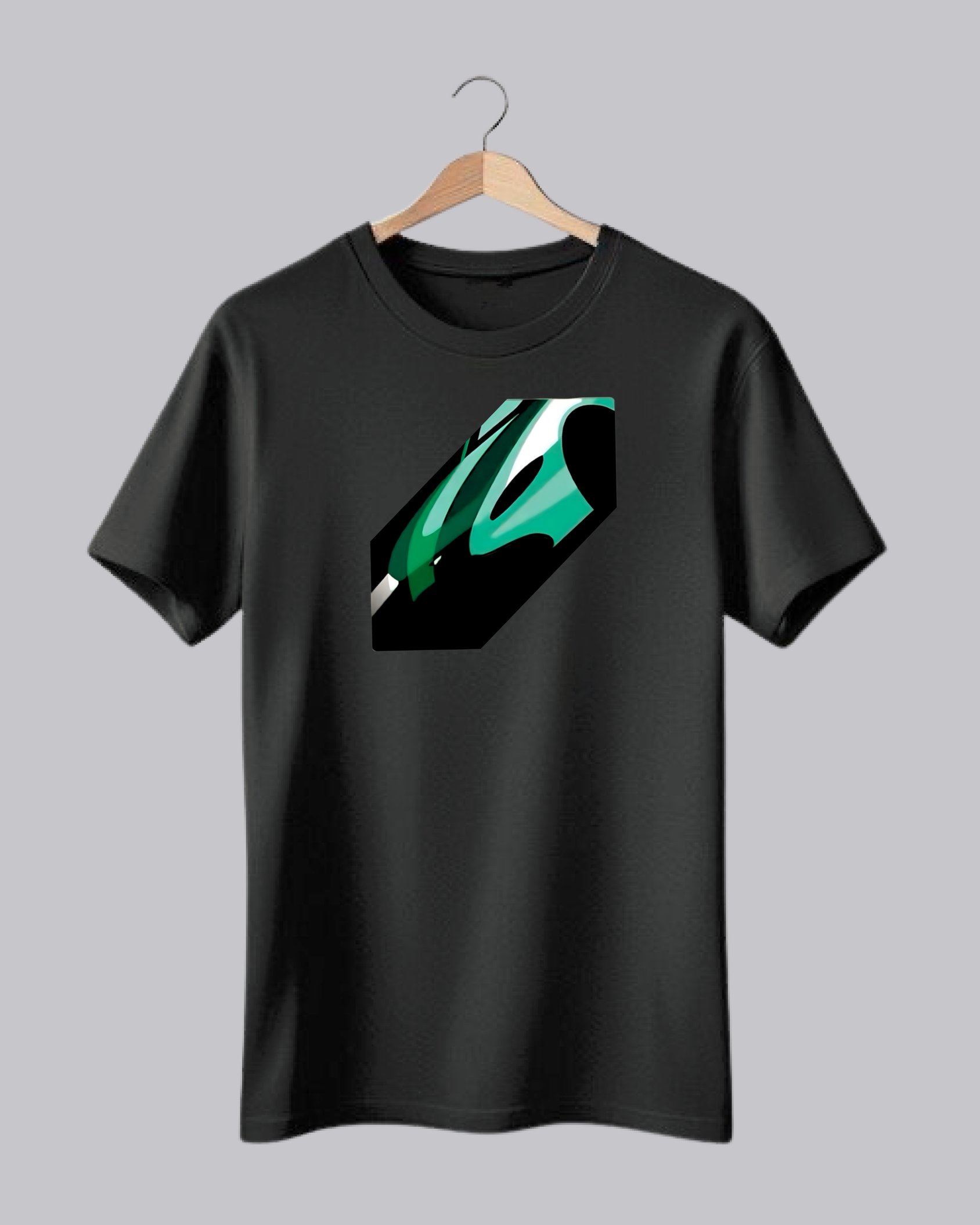 Black Aston Martin T-Shirt with Printed Graphic Design