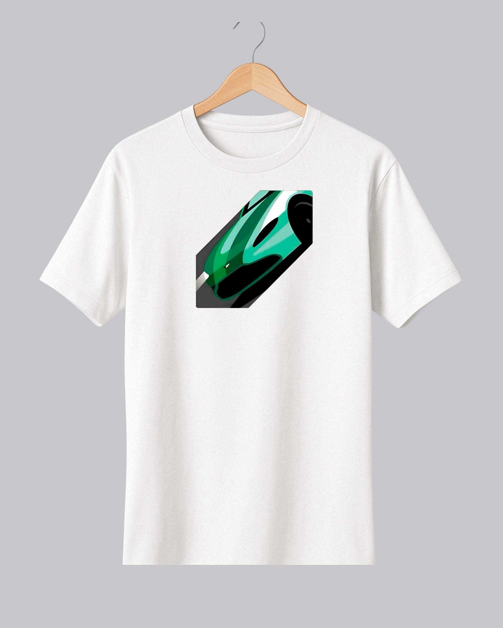 White Aston Martin T-Shirt with Printed Graphic Design