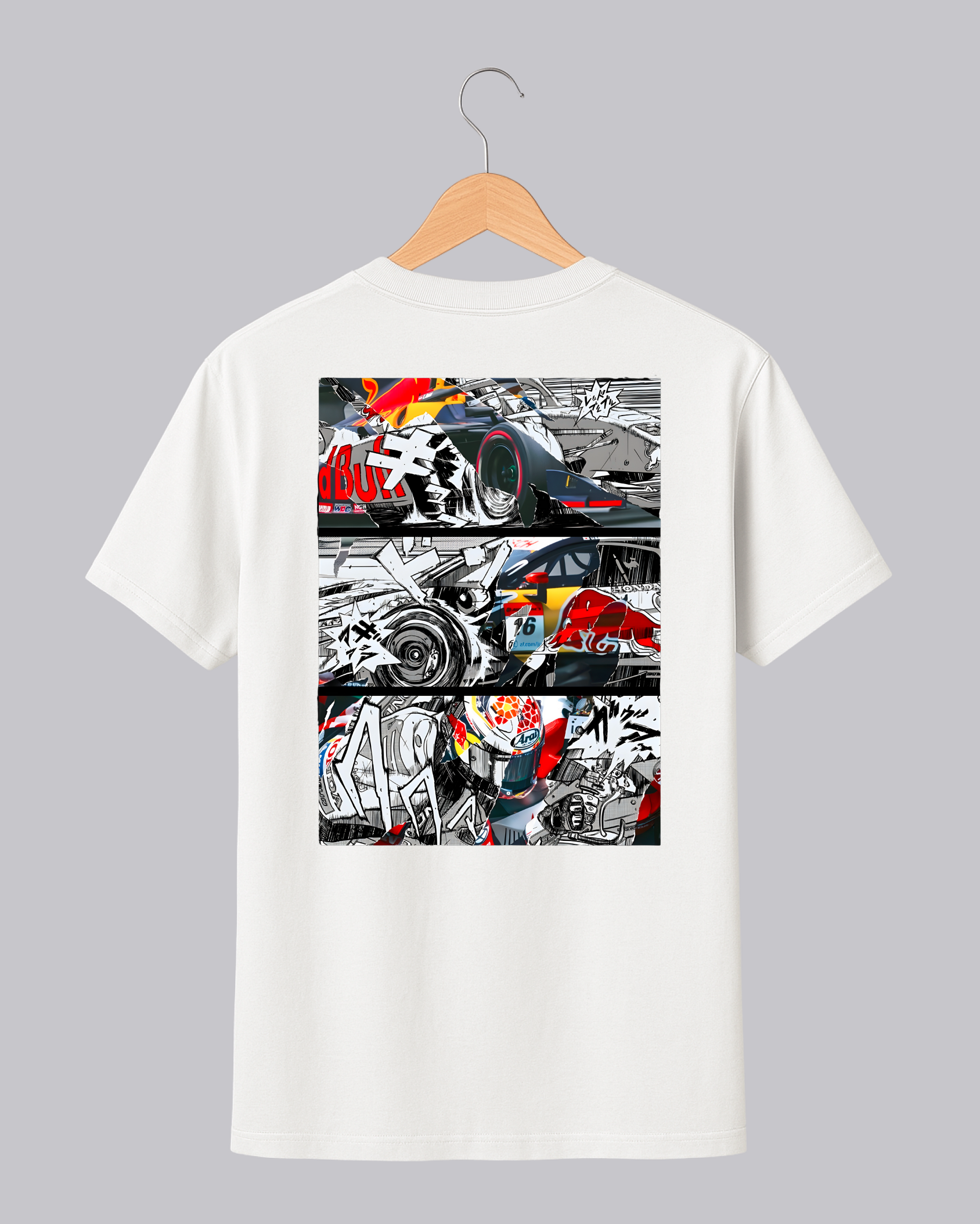 Red Bull Racing White Printed T-shirt