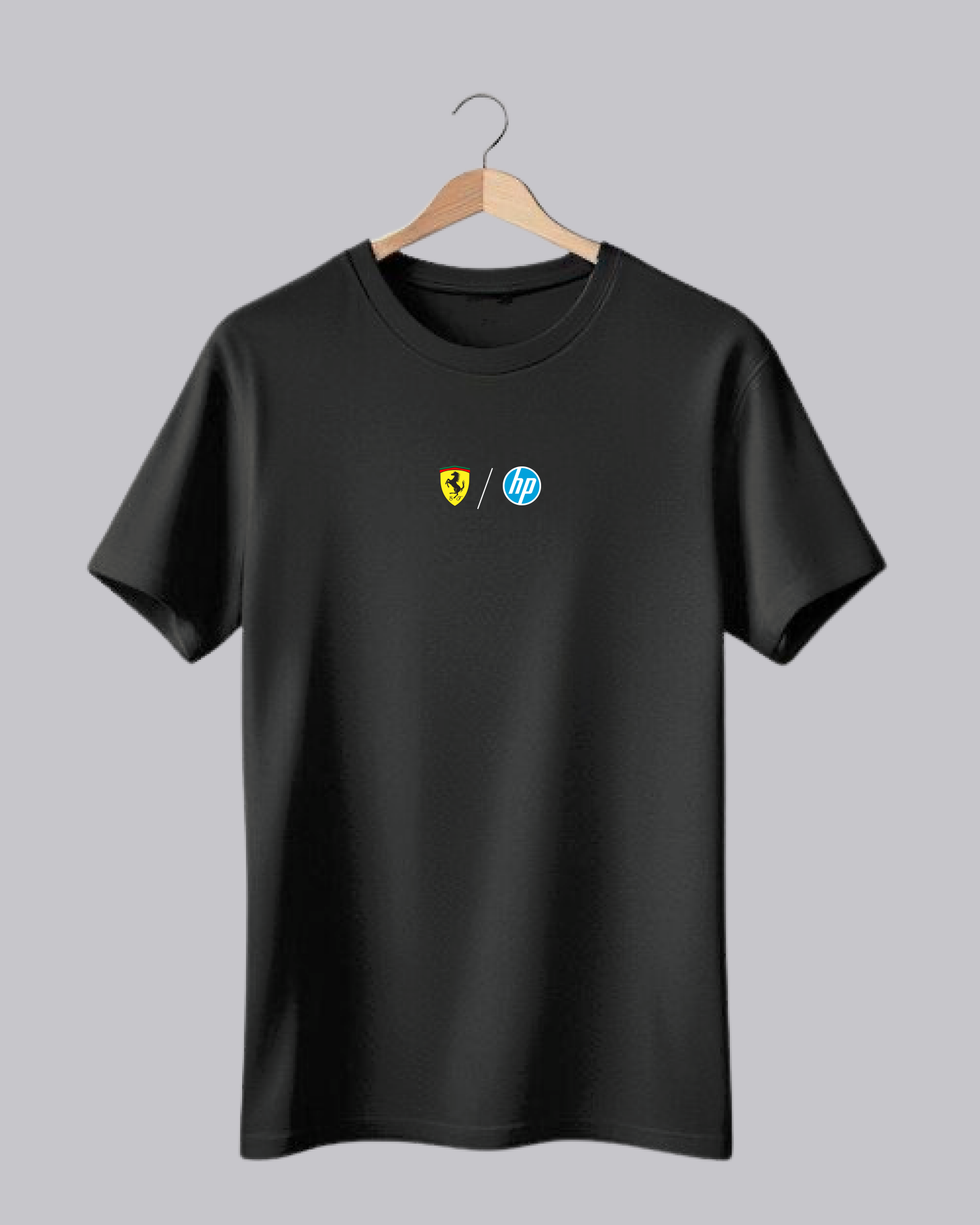 Black T-Shirt with Ferrari and HP Logos