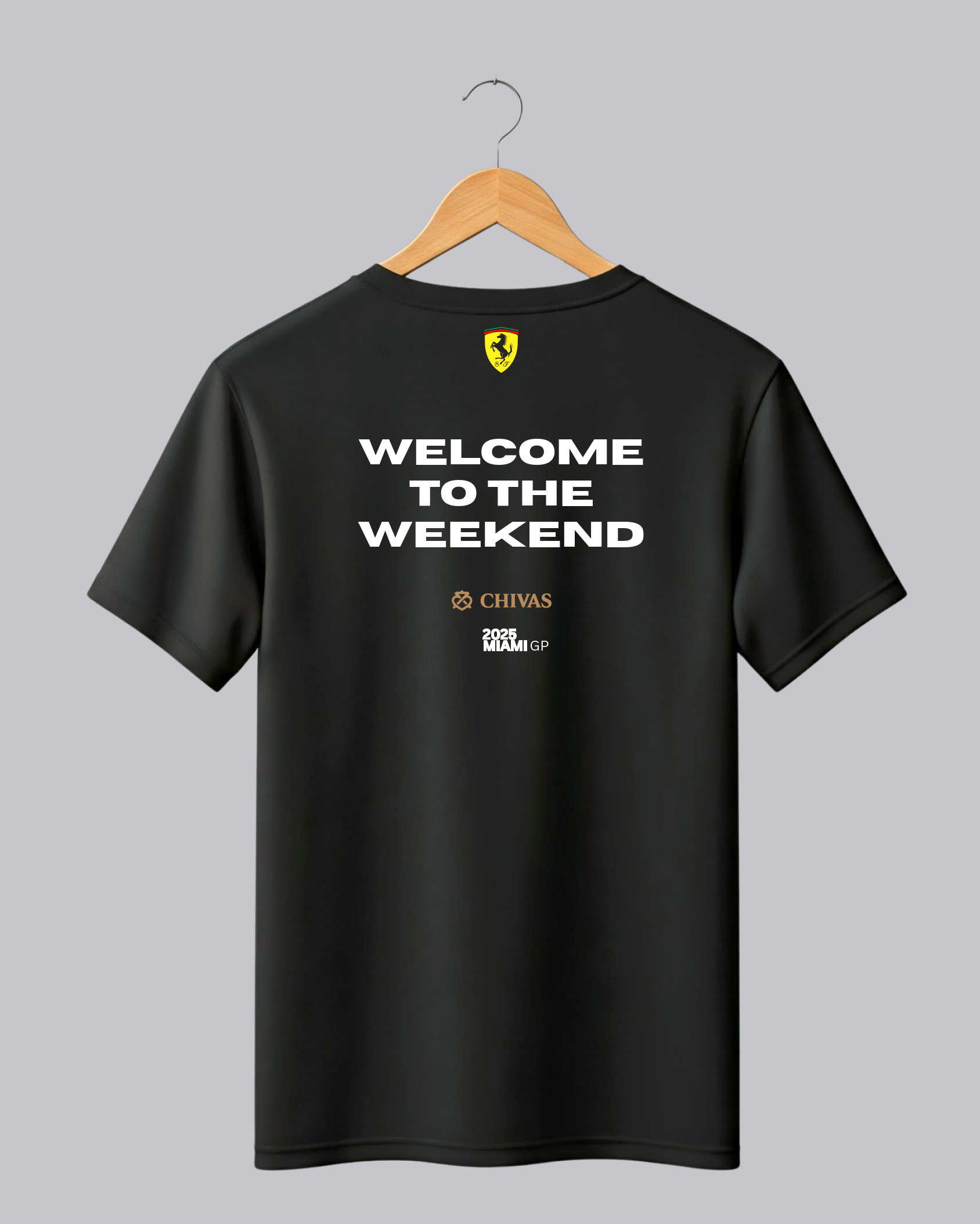Black T-Shirt with Ferrari and HP Logos