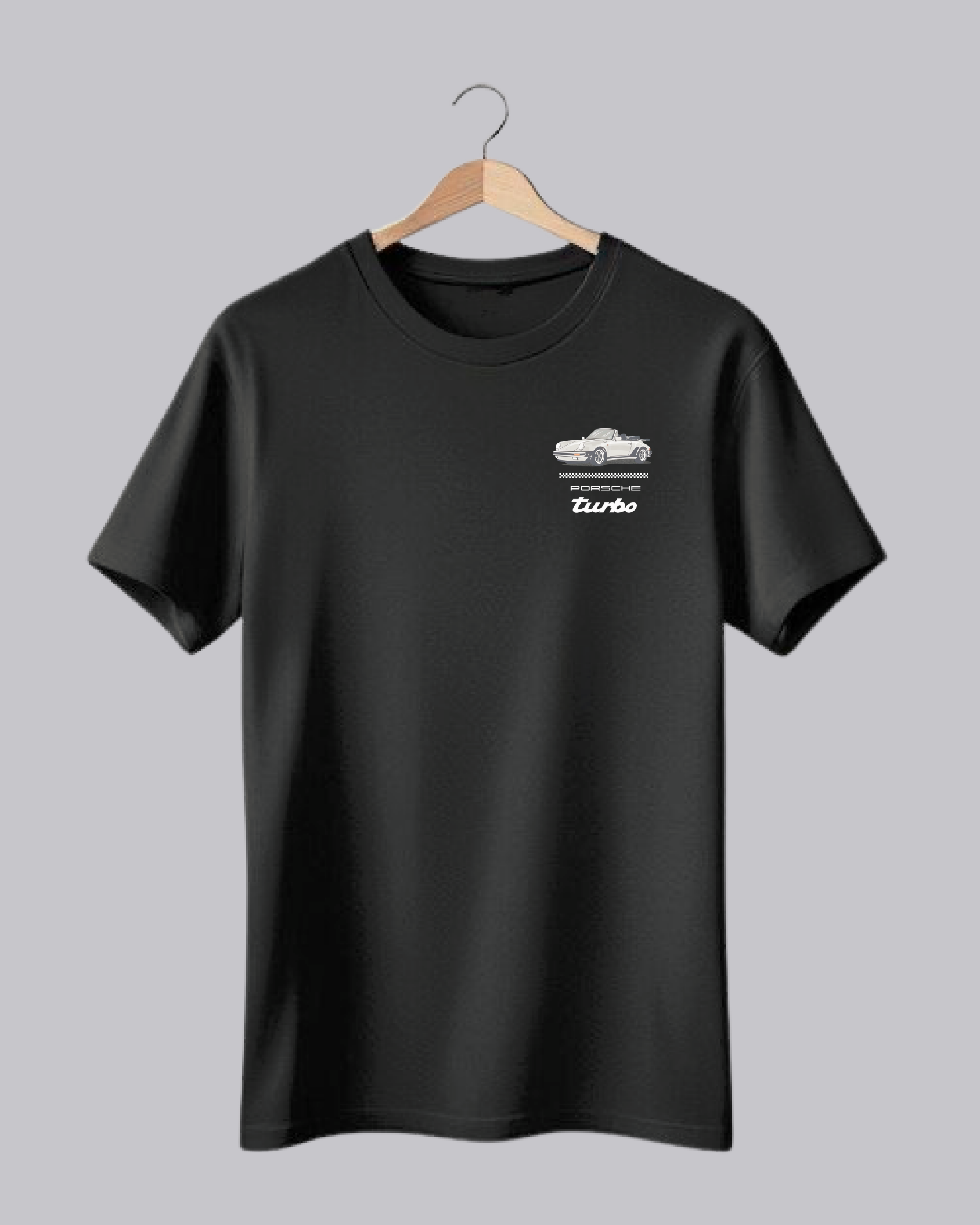 Black Porsche Turbo T-Shirt with Car Graphic