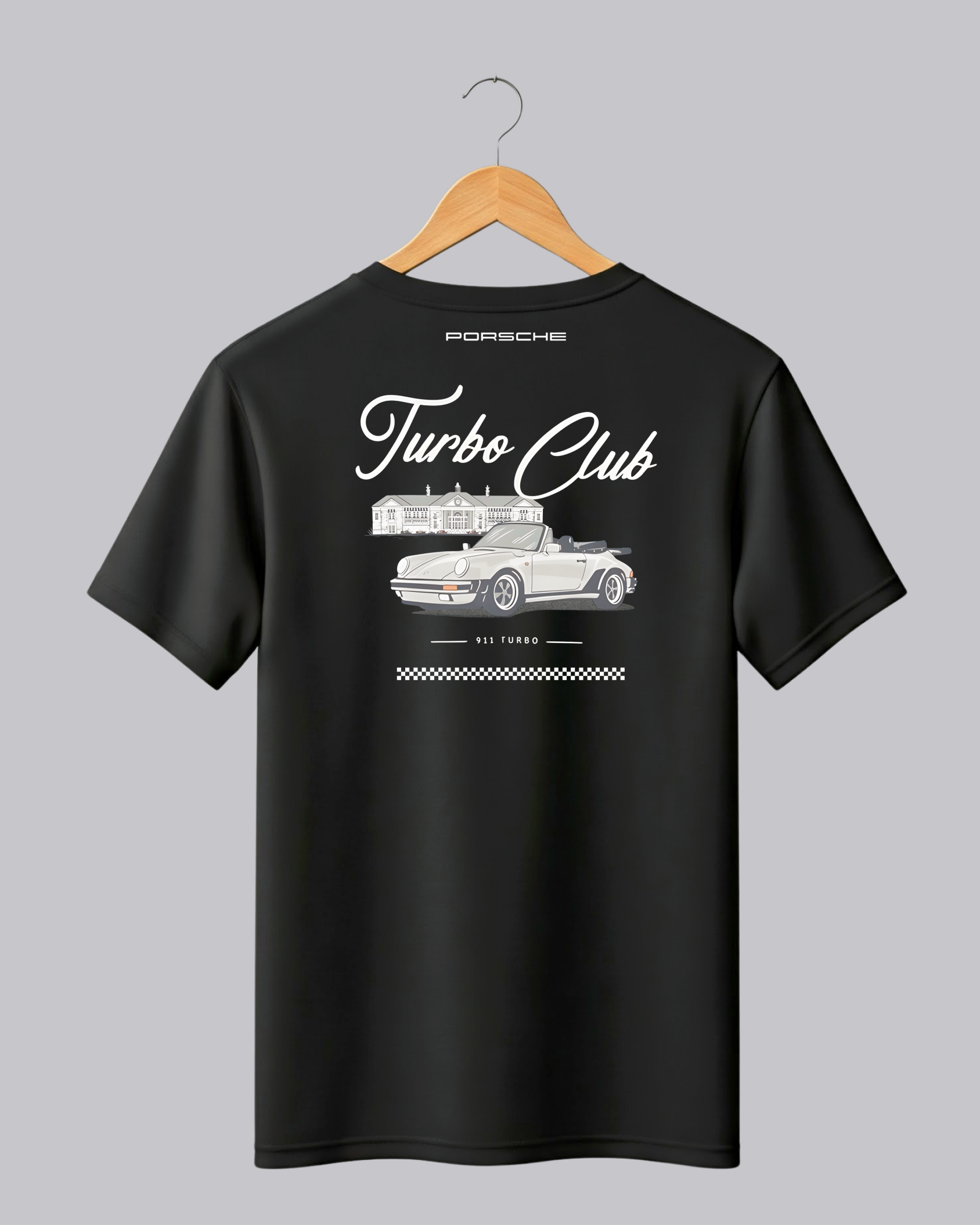 Black Porsche Turbo T-Shirt with Car Graphic