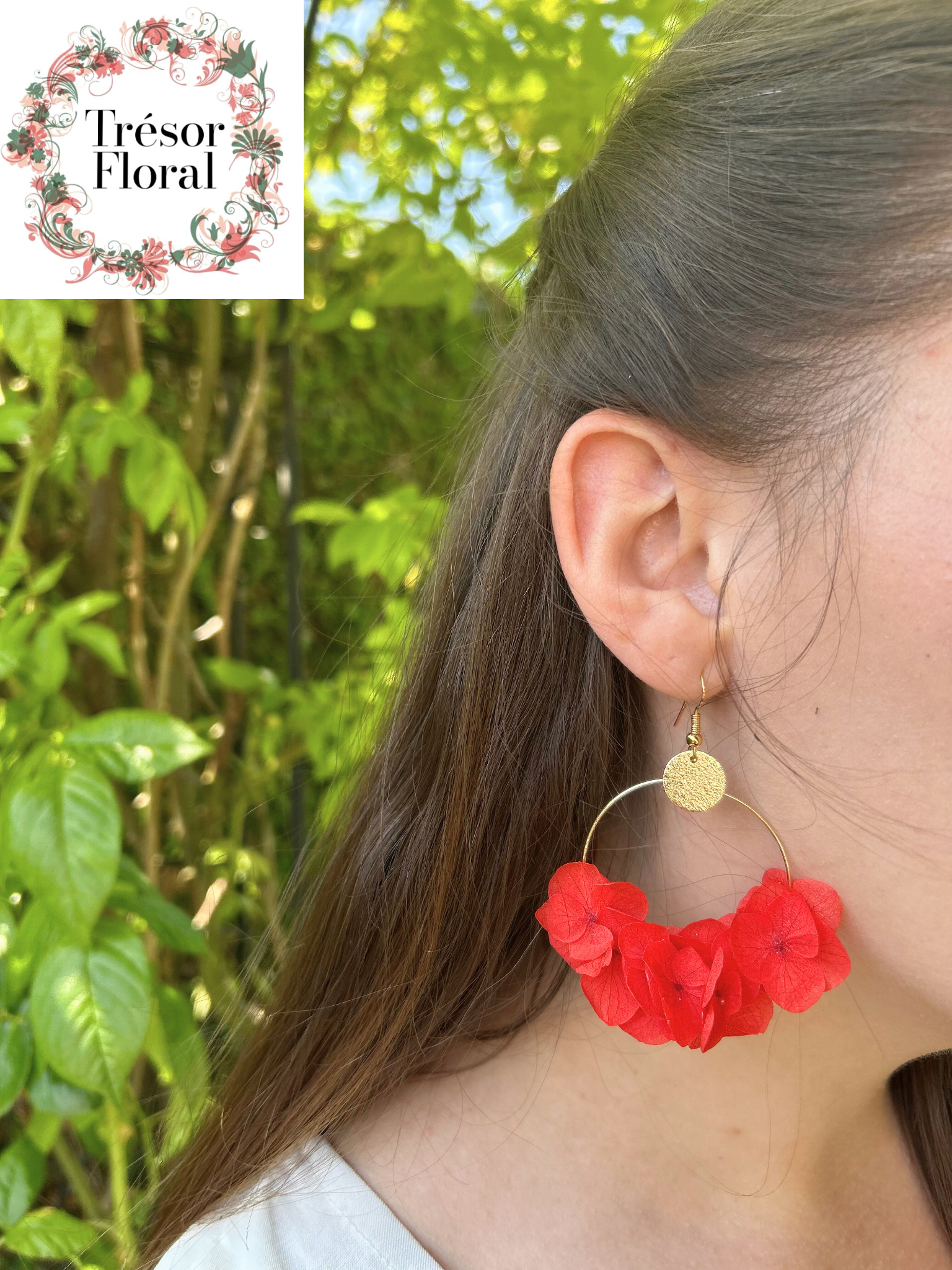 Boucles d'oreilles florales type créole personnalisable 