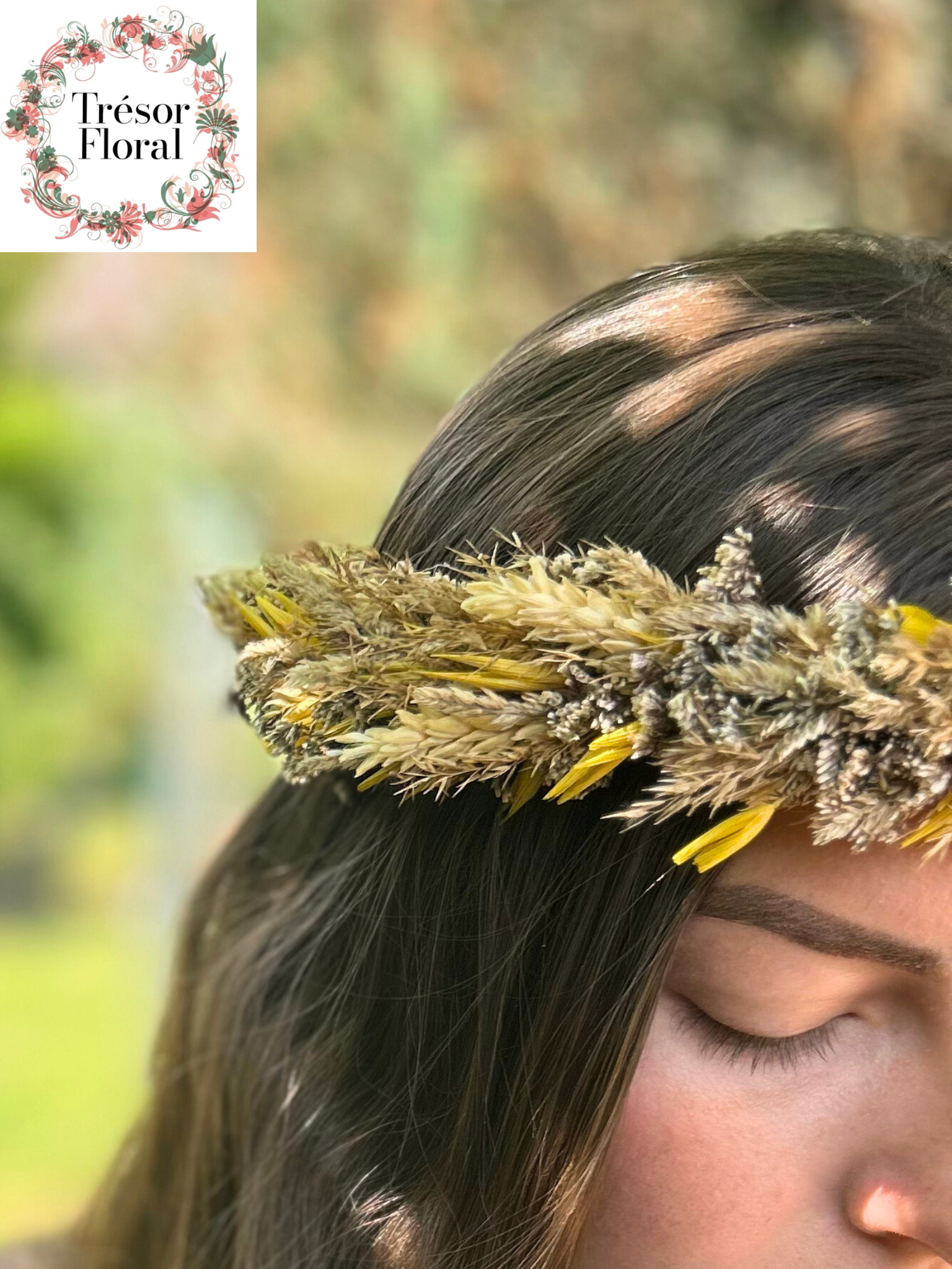 Couronne de fleurs séchées champêtre