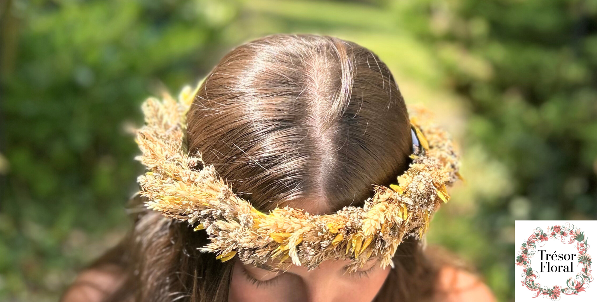 Couronne de fleurs séchées champêtre