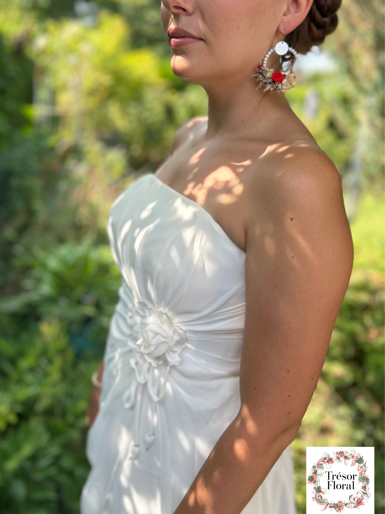 Boucle d’oreille florale  perle de boheme