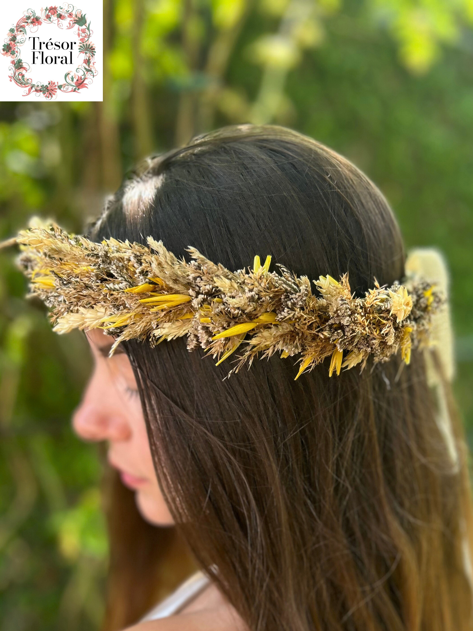 Couronne de fleurs séchées champêtre