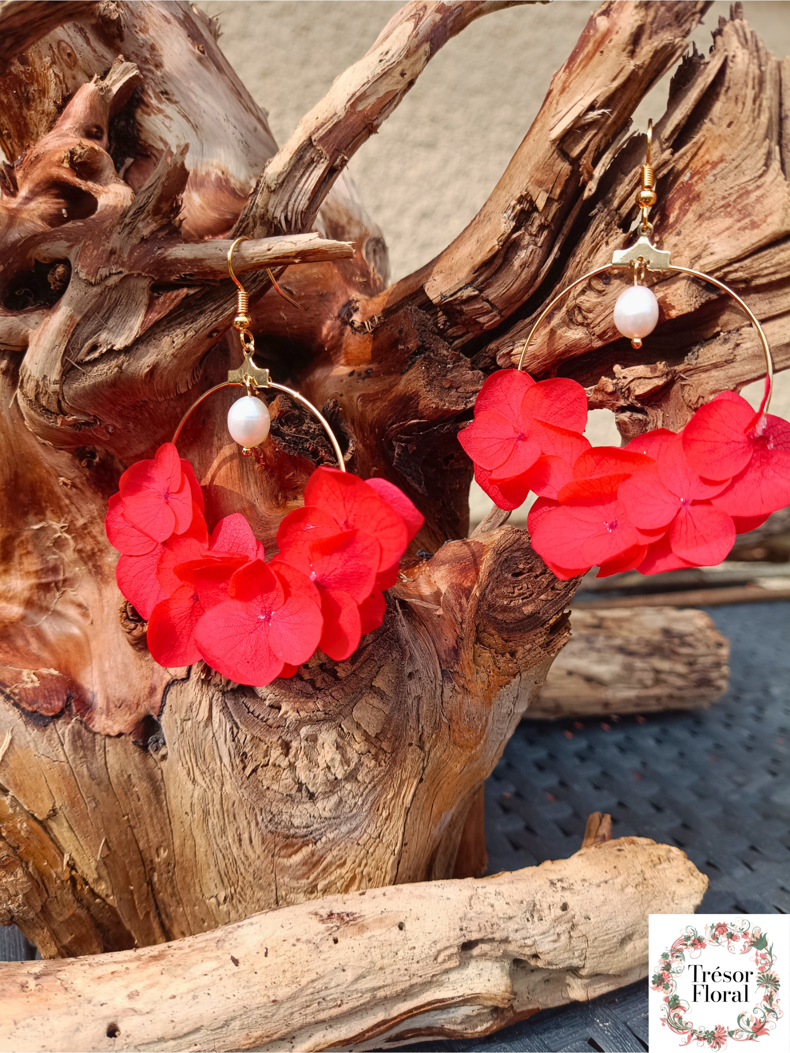 Boucles d'oreilles florales type créole personnalisable 