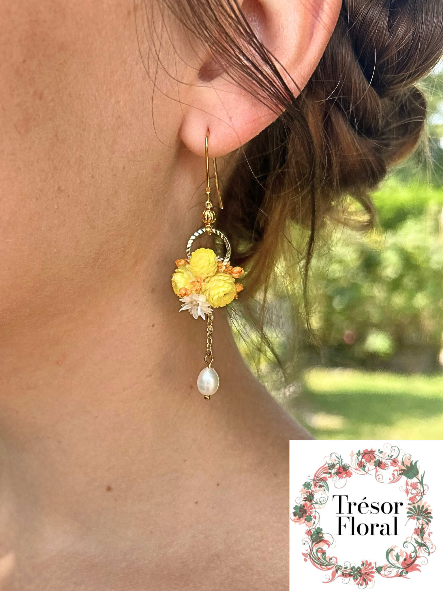 Boucles d'oreilles florales jaunes