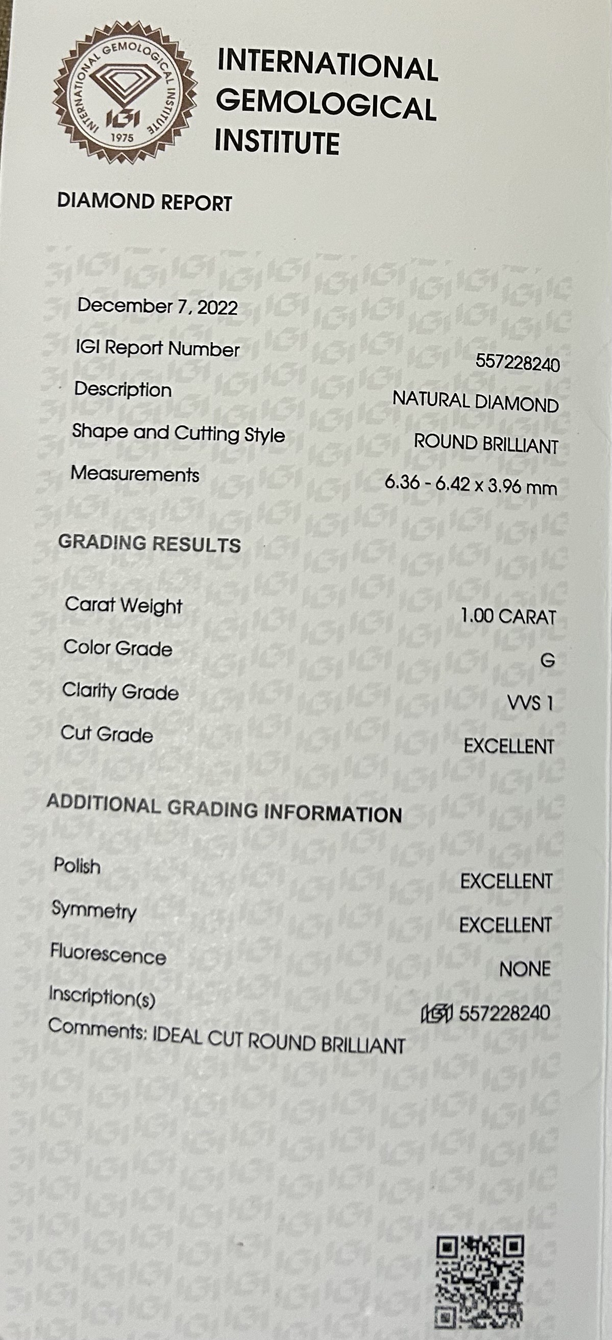 1 Carat Diamond Engagement Ring