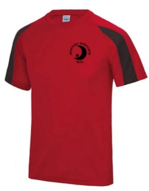 Red and Black T-Shirt with Newport Saracens RFC Logo