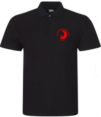 Black Polo Shirt with Newport Saracens RFC Logo