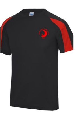 Black and Red T-Shirt with Newport Saracens RFC Logo