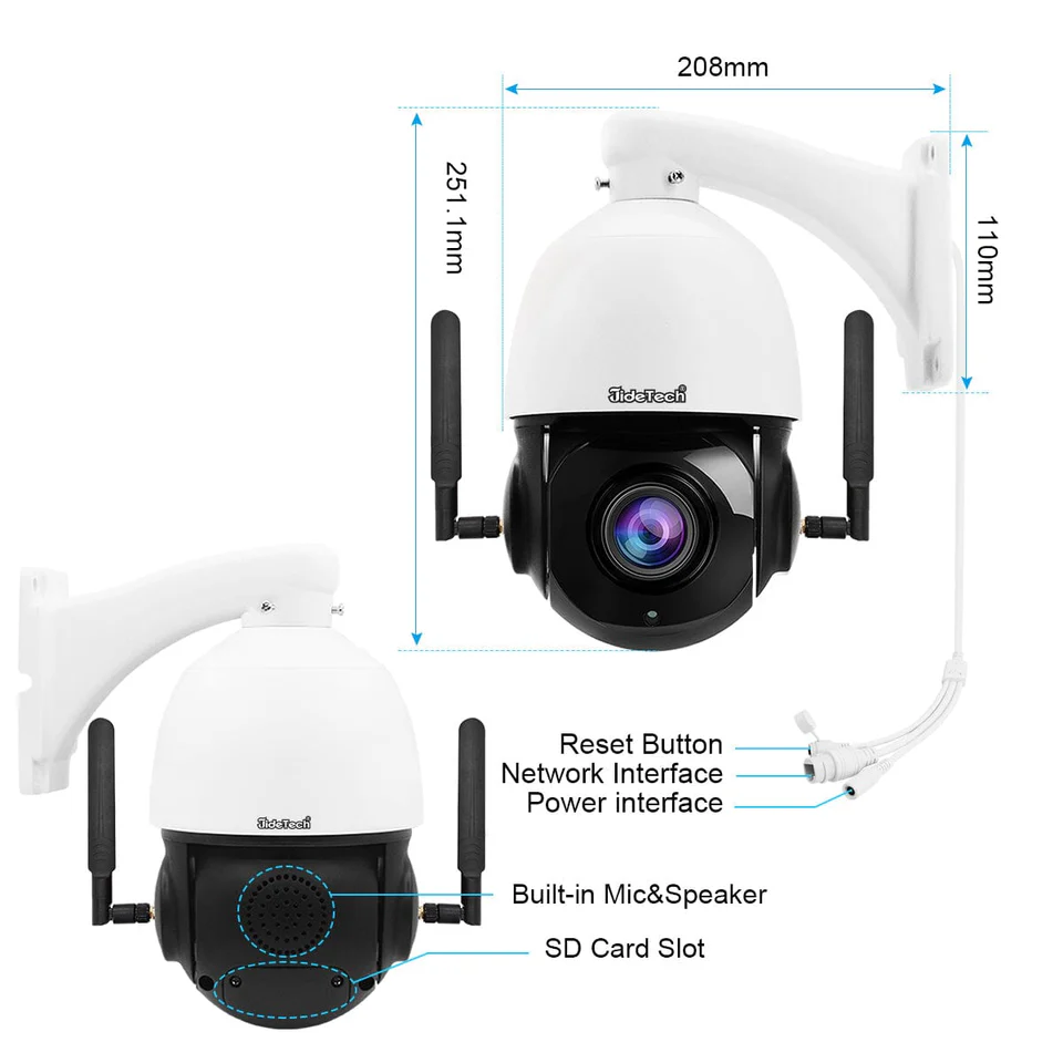 Wi-Fi Waterproof PTZ Security Camera 