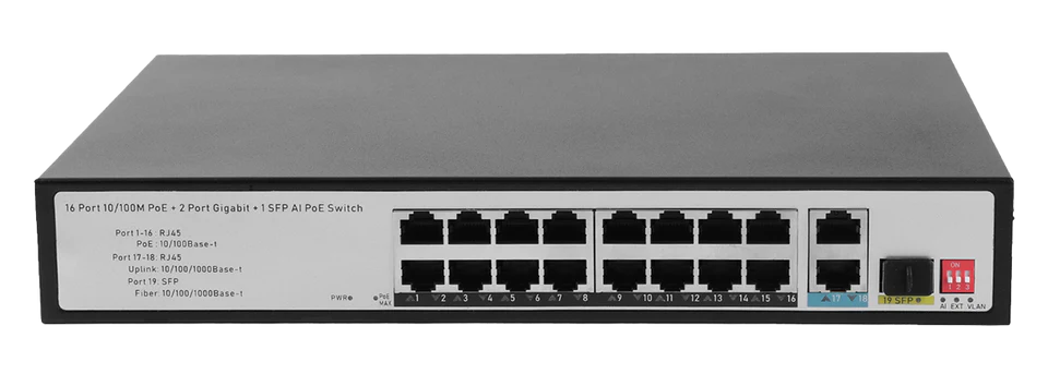  100 Gigabit 19-port PoE switch
