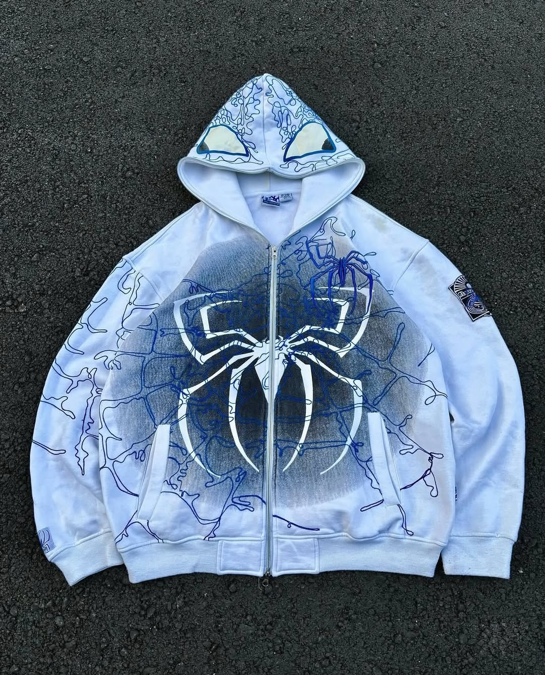 Vintage Spider Stitched Zip-Up Hoodie