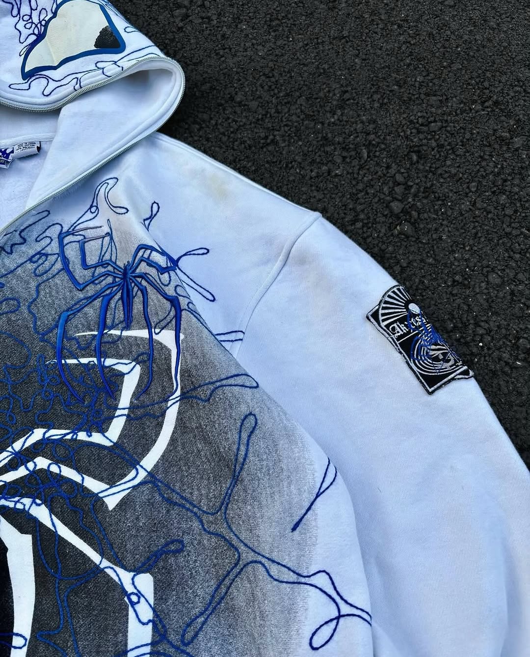 Vintage Spider Stitched Zip-Up Hoodie