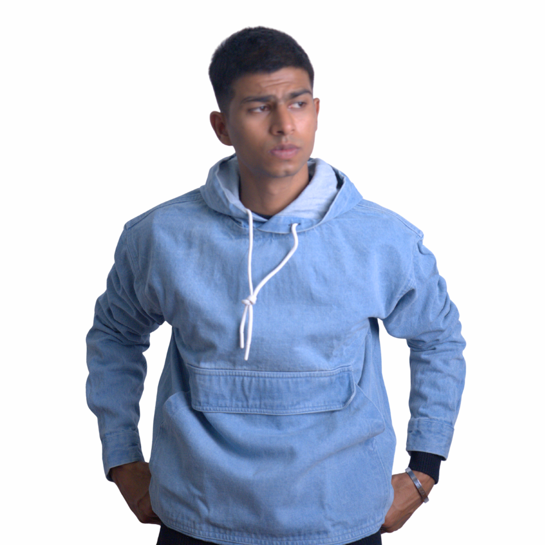 Denim Cotton Hoodie – Denim Light Blue Edition