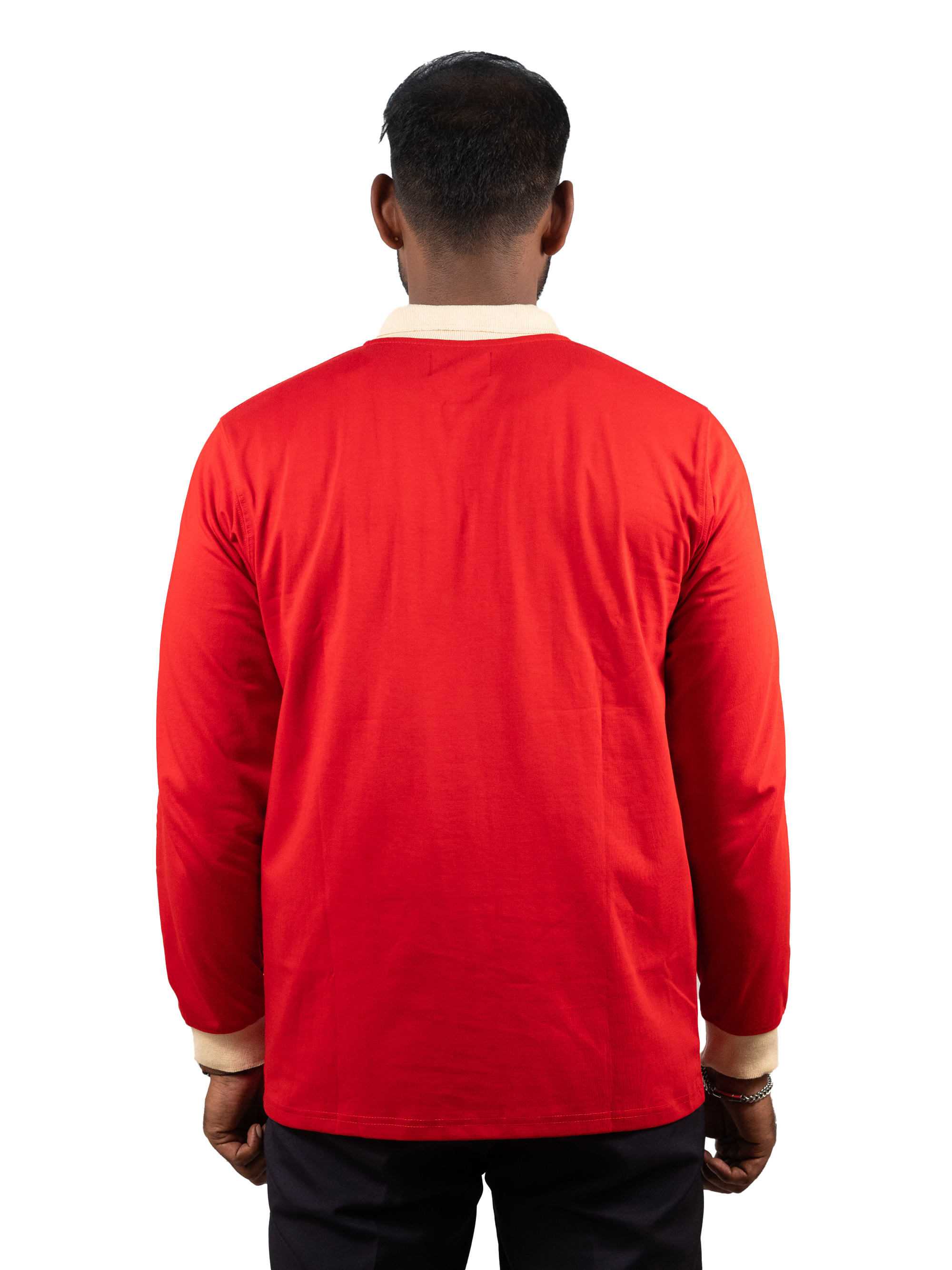  Vintage Contrast Collar Long Sleeve Polo Tee