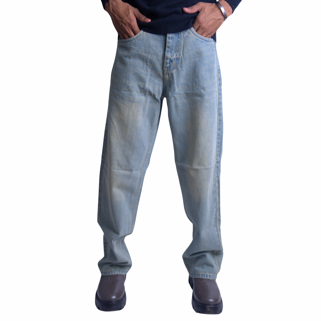 Faded Denim Jeans – Straight Fit (Denim Faded Blue Edition)