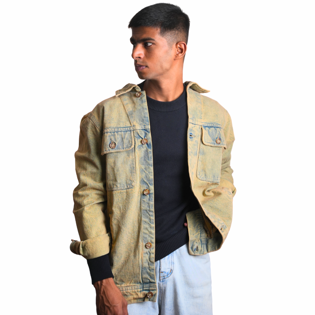 Denim Cotton Jacket – Denim Faded Olive Edition