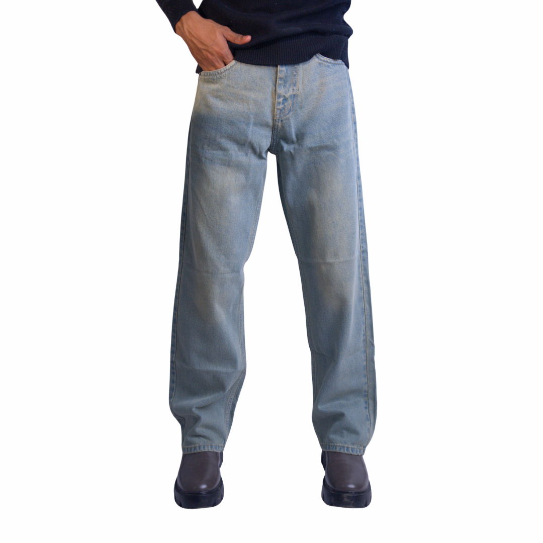 Faded Denim Jeans – Straight Fit (Denim Faded Blue Edition)