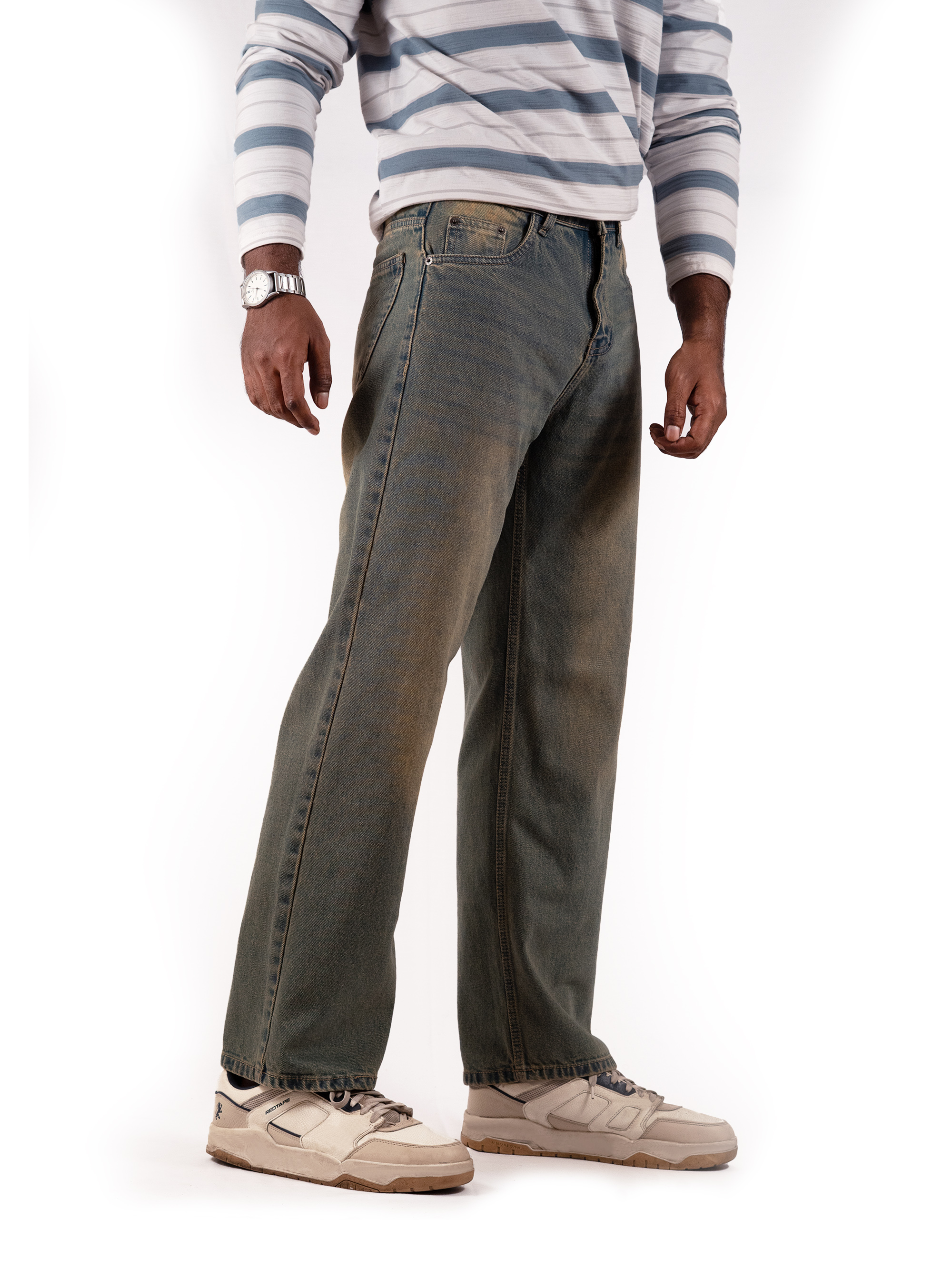 Faded Denim Jeans – Straight Fit (Denim Faded Blue Edition)