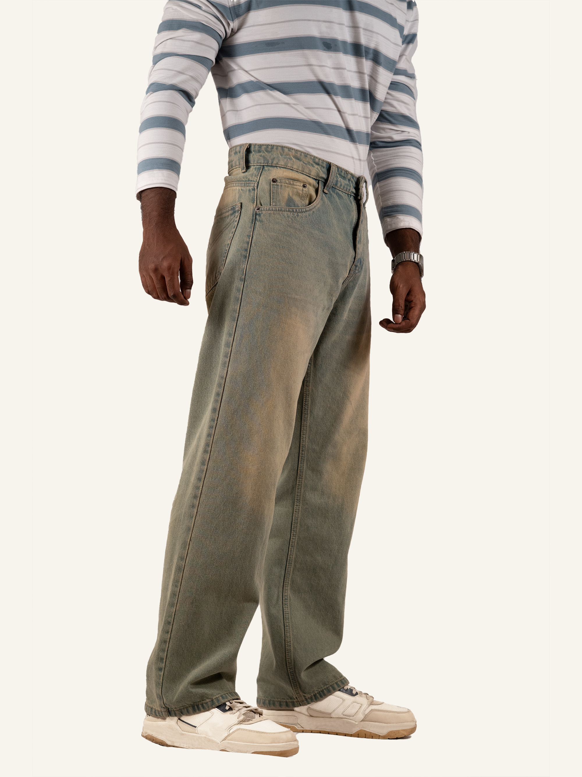 Faded Denim Jeans – Straight Fit (Denim Grey Blue Edition)