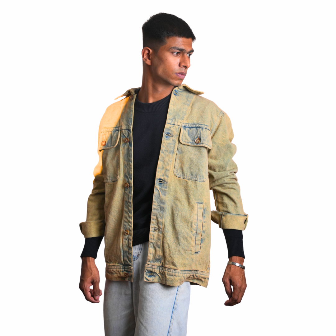 Denim Cotton Jacket – Denim Faded Olive Edition