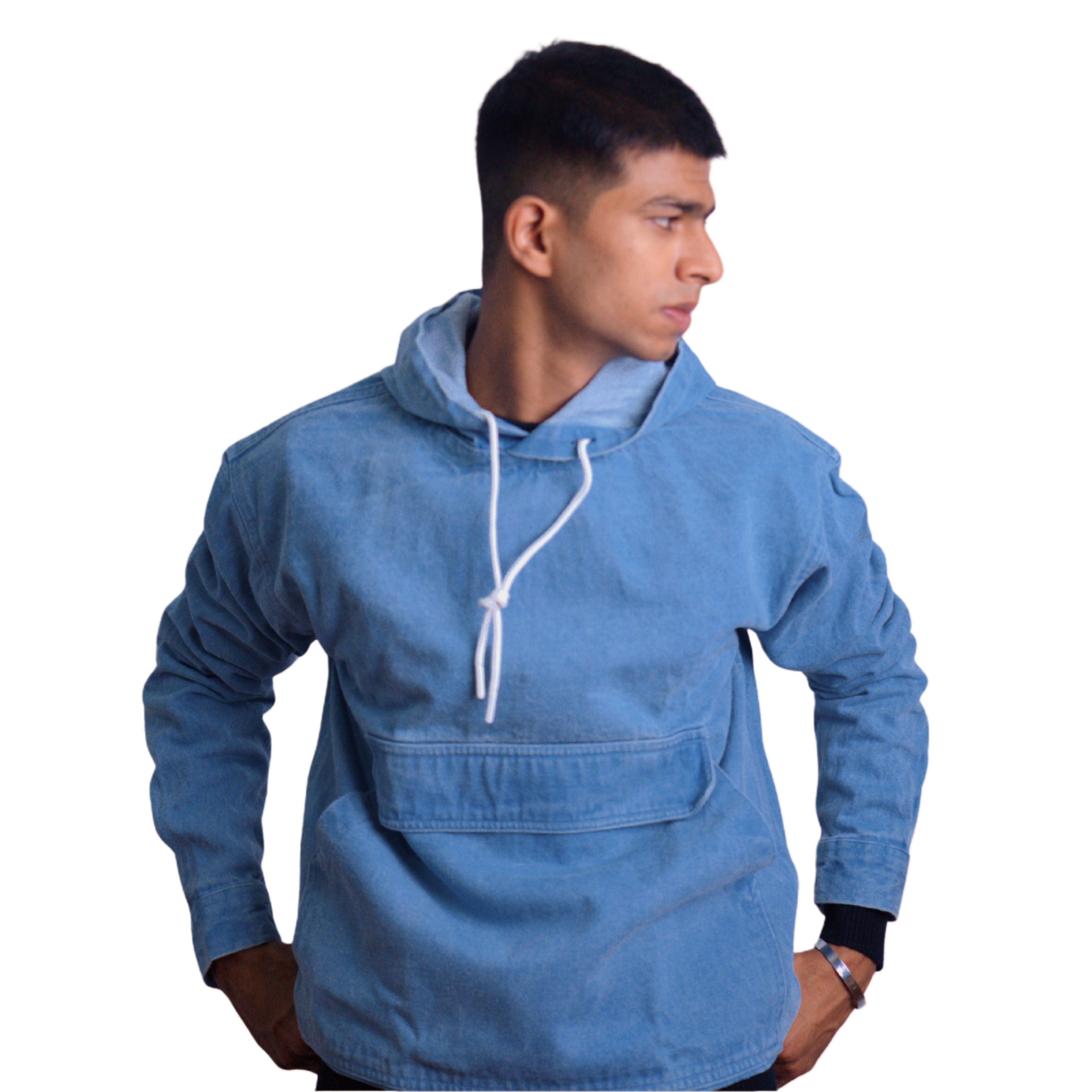 Denim Cotton Hoodie – Denim Blue Edition