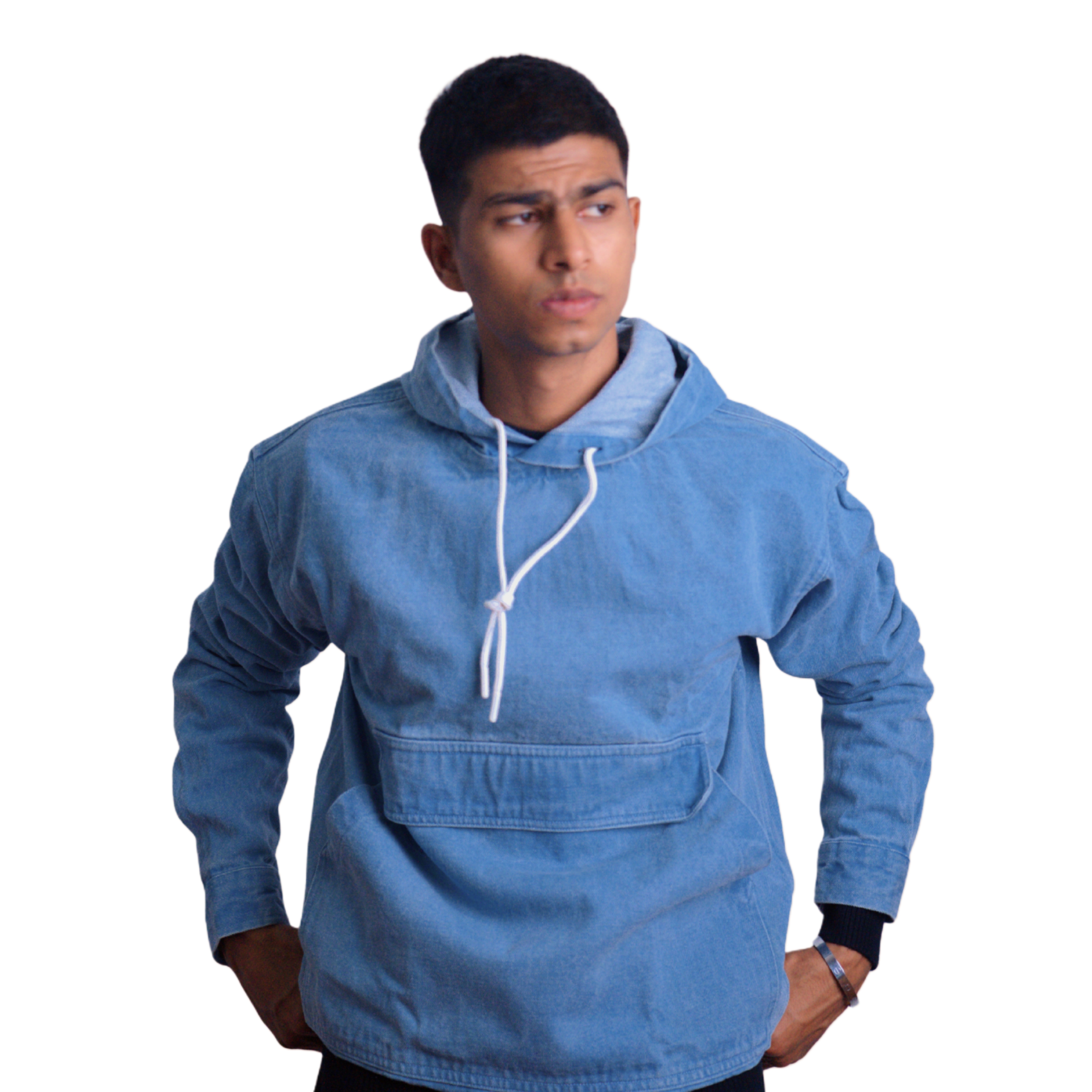 Denim Cotton Hoodie – Denim Blue Edition