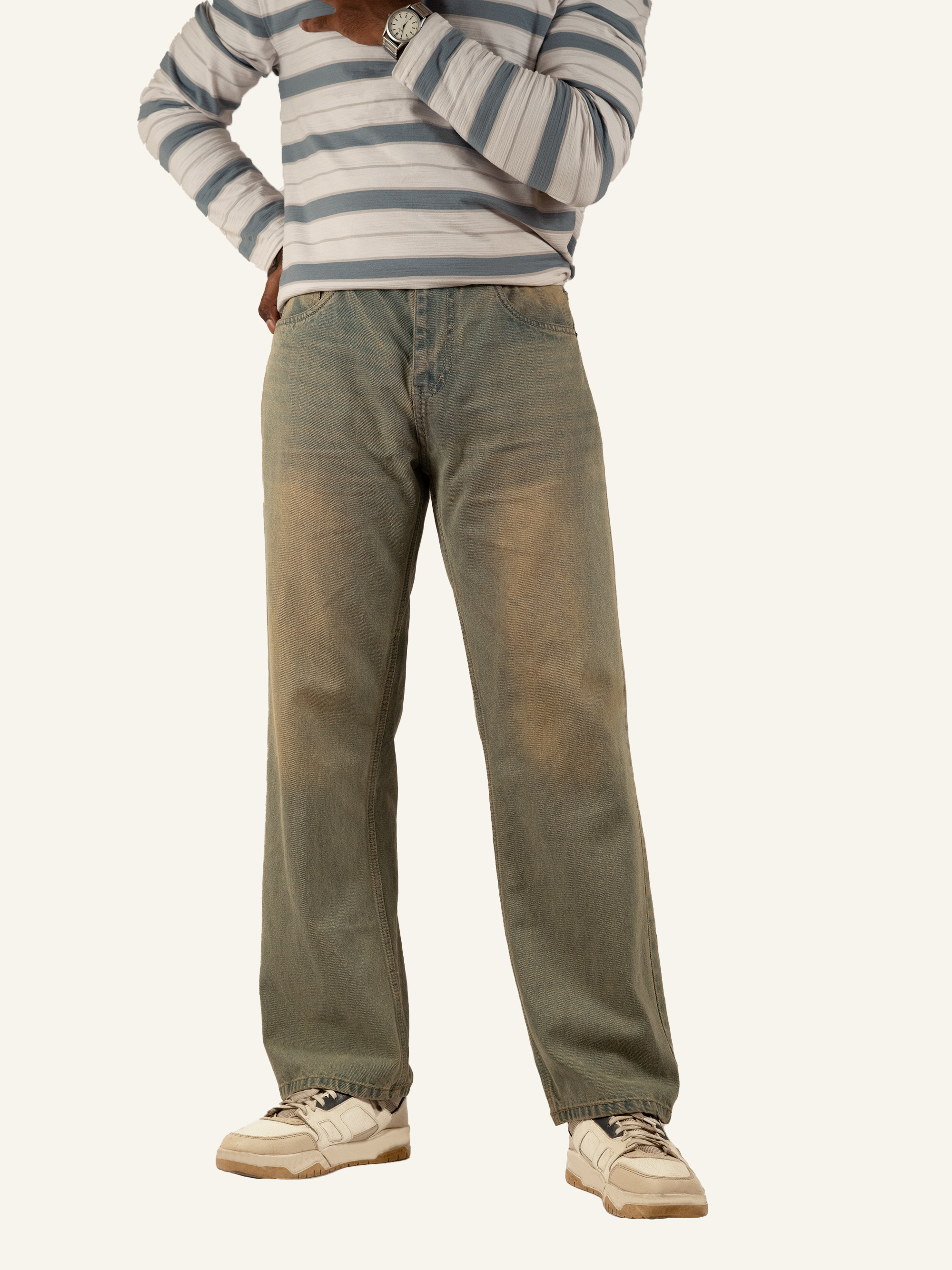 Faded Denim Jeans – Straight Fit (Denim Grey Blue Edition)