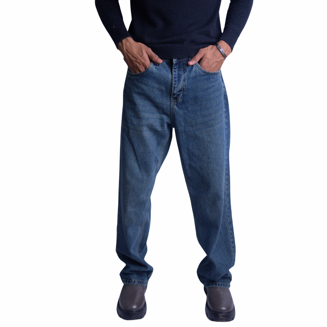 Faded Denim Jeans – Straight Fit (Denim Blue Edition)