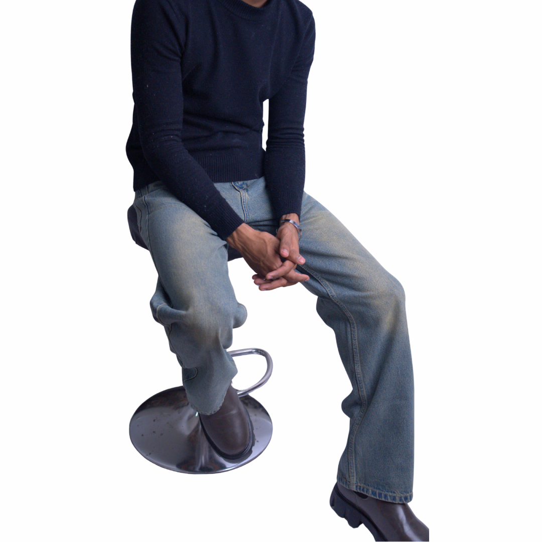 Faded Denim Jeans – Straight Fit (Denim Faded Blue Edition)